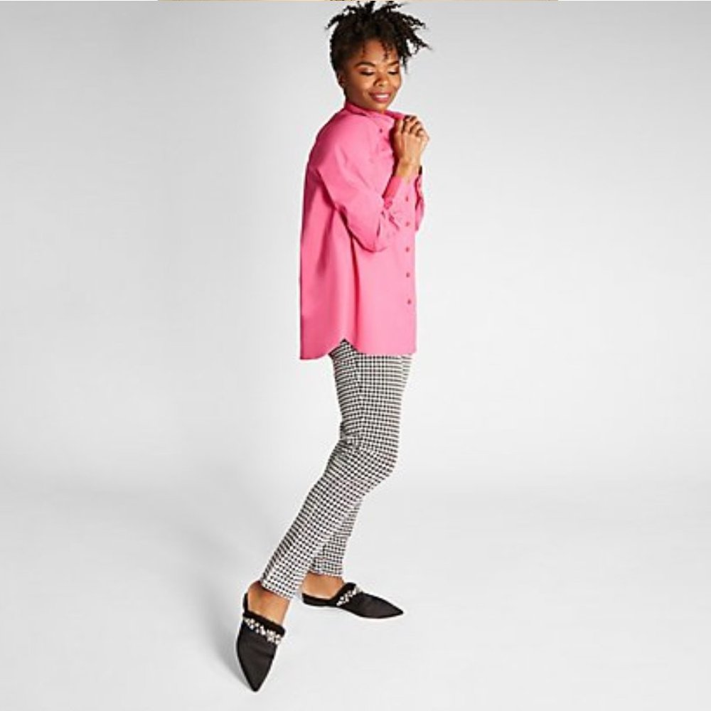 Isaac Mizrahi Always Isaac Herringbone Black & White Stretch Slim Leg Pants